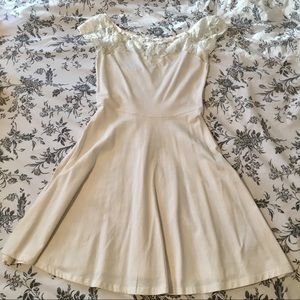 New Look Cream Skater Dress with Lace Top